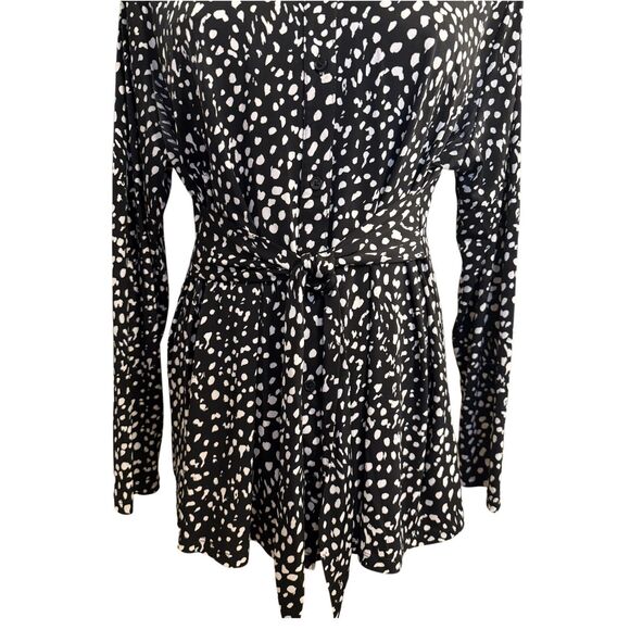 Cato Est 1948 Long Blouse Tunic Front Self Tie Sz. 18/29W Black/White - Picture 2 of 8